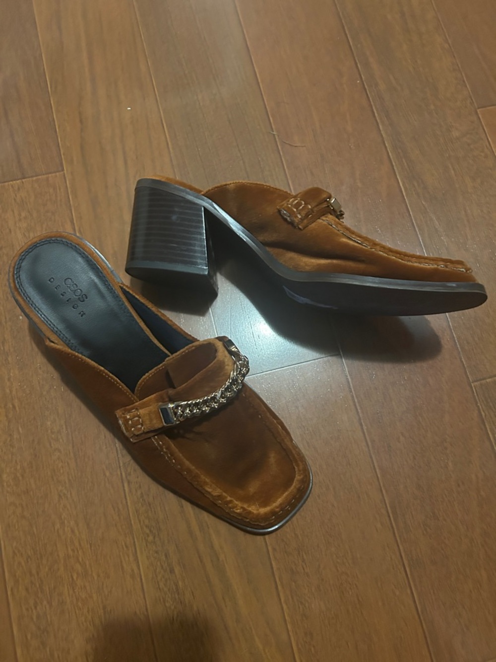 ASOS Velvet Chain-Trim Mule - Burnt Orange - Picture 2 of 4